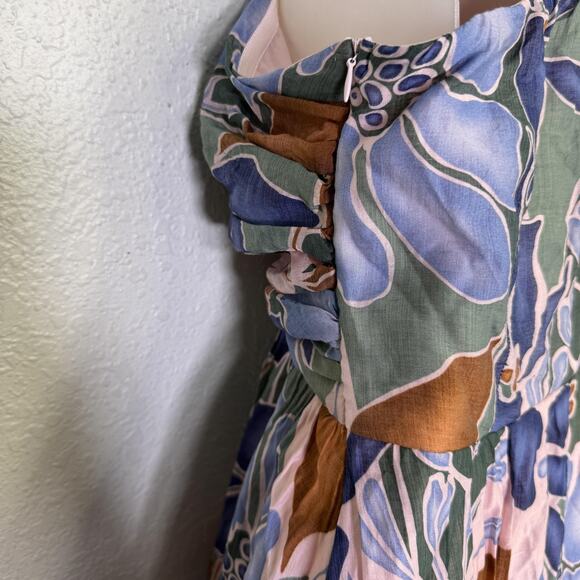 Here Comes The Sun Dress Womens Medium Floral Midi One Shoulder Resort Party NEW - Picture 8 of 13